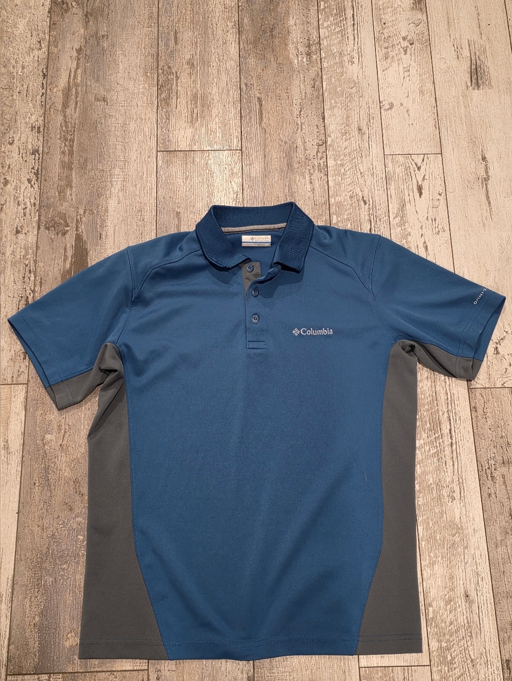 (S) Men's Columbia Omni Shade Polo Shirt Two Tone Blue & Gray Size Small